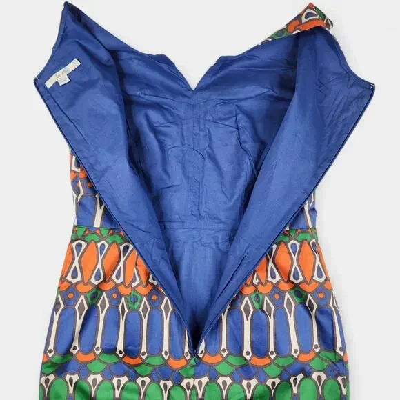 Boden Dress Womens 10R Blue Orange Green Geometric Print Sleeveless Sheath Lined - Picture 11 of 15